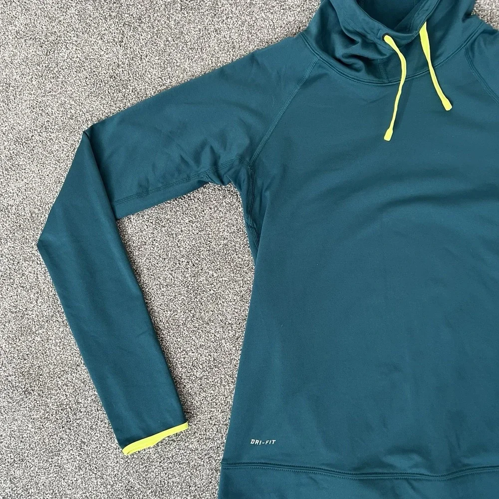 Nike Pro Dri Fit Hoodie Green Pullover Training Womens Small